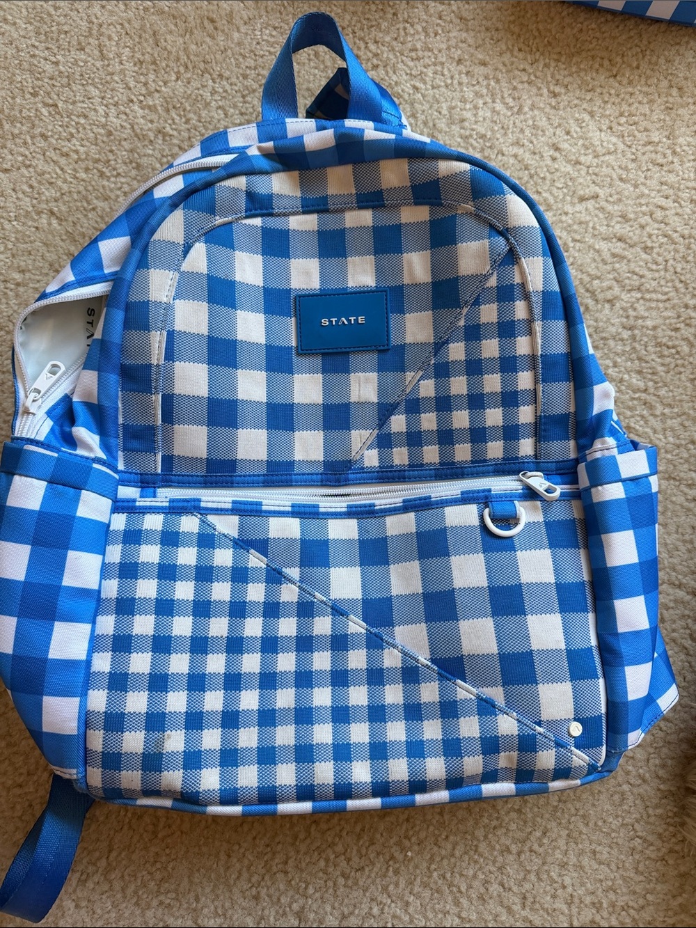 STATE Blue & White Gingham Backpack